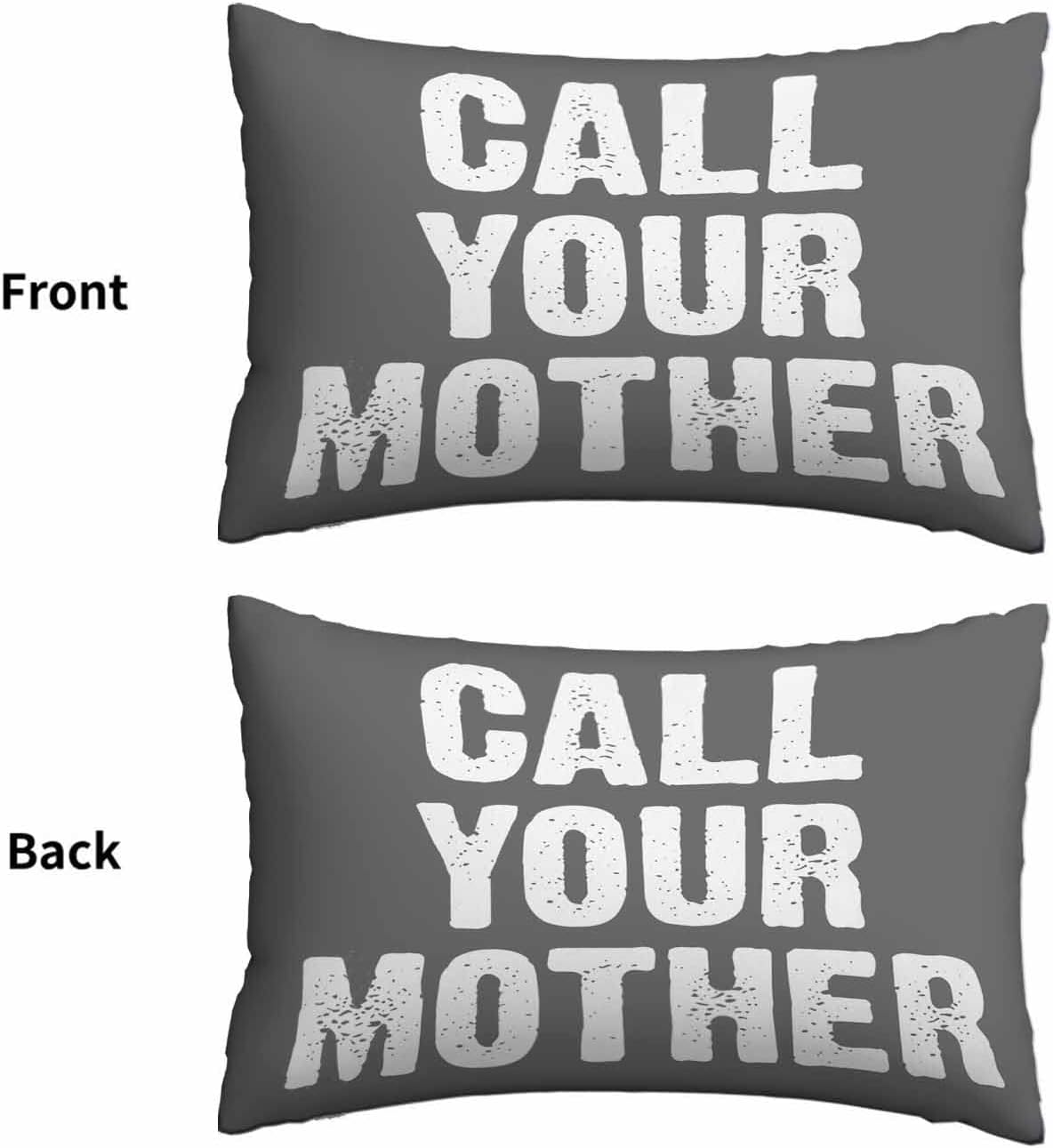 Funda de almohada rectangular blanca con frase divertida llamada a tu madre sobre fondo gris, funda de almohada para cama, sofá, oficina, decoración