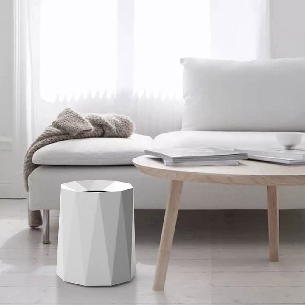 IRYZE Cubo de basura redondo de plástico, papelera, contenedor de basura para baño, dormitorio, cocina, oficina en casa, cubo de basura de 12