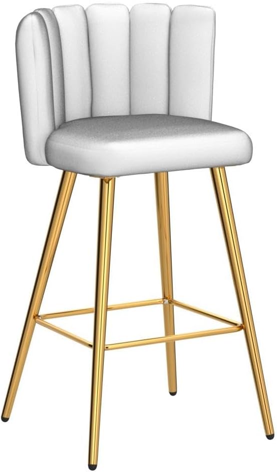 Velvet – Taburetes de bar de 30 pulgadas de altura de barra, juego de 2 taburetes de cocina modernos, sillas tapizadas con patas de metal dorado
