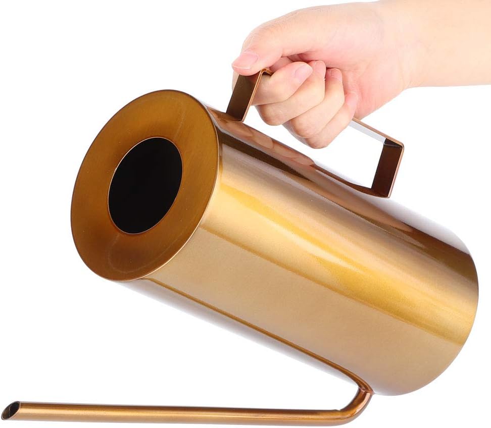 Fydun Boquilla de acero inoxidable para jardín Wate Can Pot Flower Plant Riego Herramienta Oro 1.5L Jardín Stainl Steel Spout para la familia
