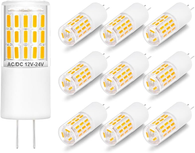 Yosenmi Bombilla LED G4 G4 de 4 W, reemplazo de bombilla halógena G4 de 30 W, 12 V-24 V, 4000 K luz natural blanca no regulable, paquete de 10