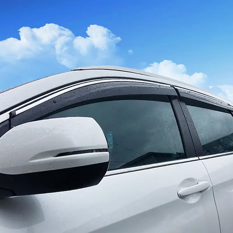 MUCO MCD407 Deflector de lluvia para ventana lateral, 4 piezas, compatible con Frontier Crew Cab 2005 06 07 08 09 10 11 12 13 14 15 16 17 18 19 20
