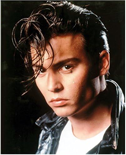 Johnny Depp 8×10 Photo Cry-Baby Black Leather Jacket Over White Tee One Tear on Left Cheek kn