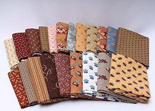 10 Fat Quarters – Paquete de 10 Fat Quarter de la Guerra Civil Americana de 1800 de calidad de reproducción histórica de telas de algodón M228.01