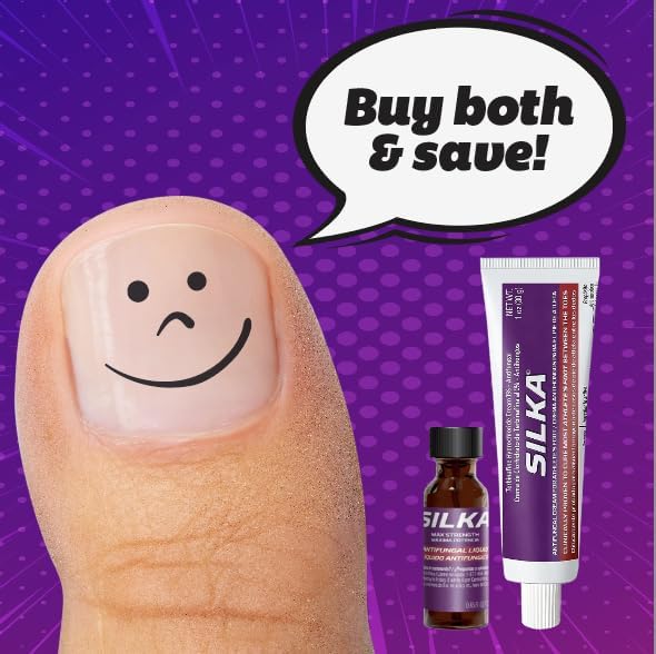 Silka Max Strength – Juego de líquido antifúngico y crema, potente alivio para hongos en las uñas de los pies, pie de atleta y tiña, alivio de