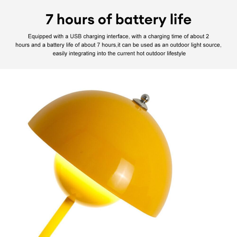 Lámpara de escritorio inalámbrica Flower-Bud LED Touch USB Dimming Mesa Dormitorio Luz de noche tipo C (amarillo)
