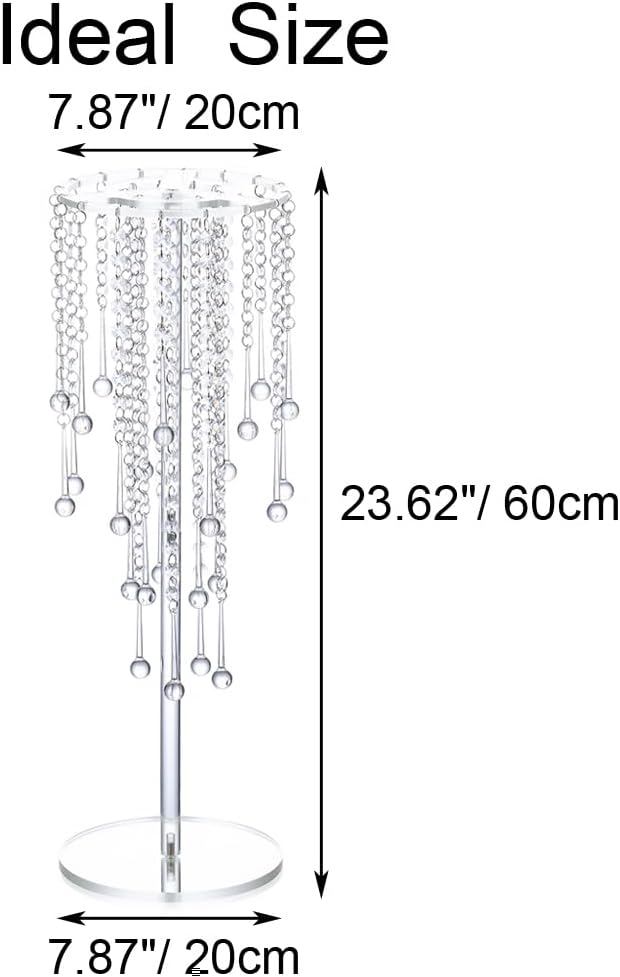 Centros de mesa de boda para mesas, jarrón acrílico  2 jarrones de 23.6 pulgadas de alto para centros de mesa con cristal de araña, decoración de
