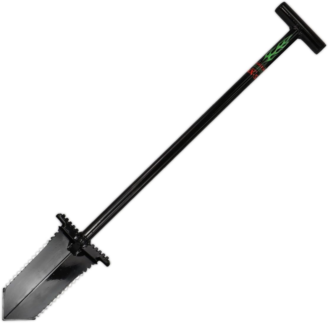 Anaconda NX-6 Pala de acero templado de 36″ con hoja dentada doble y clavijas de pie