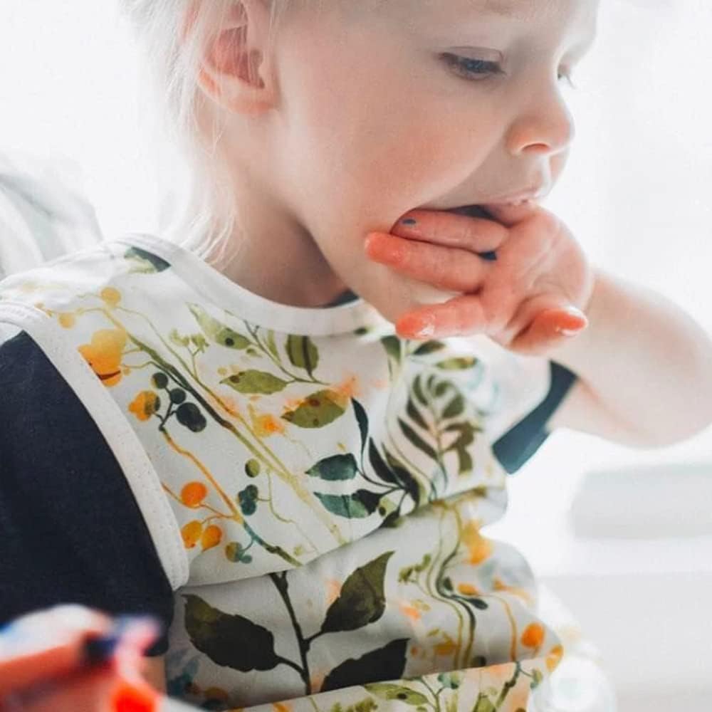 BapronBaby FloralNature Bapron – No Neck Tie Safer Bib – Baby & Toddler – Soft Waterproof – PVC, BPA & Phthalate Free – 6m+
