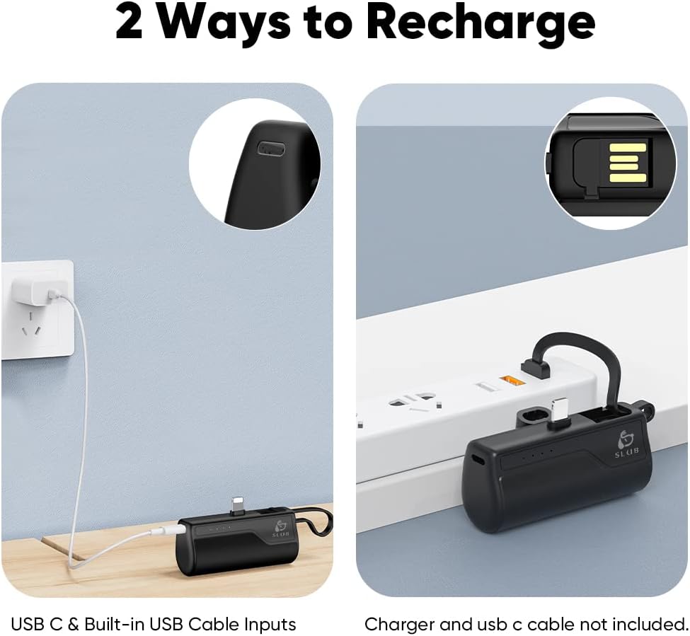 Cargador portátil para iPhone de 5000 mAh, mini cargador de batería de respaldo de teléfono, pequeño cargador portátil compatible con iPhone