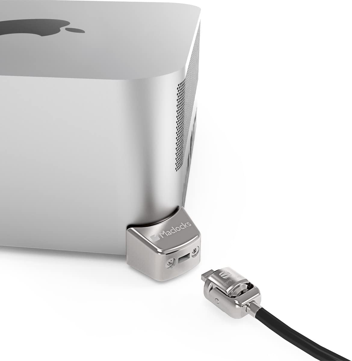 Compulocks Mac Studio Ledge Lock Adaptador con cerradura de cable con llave, color plateado