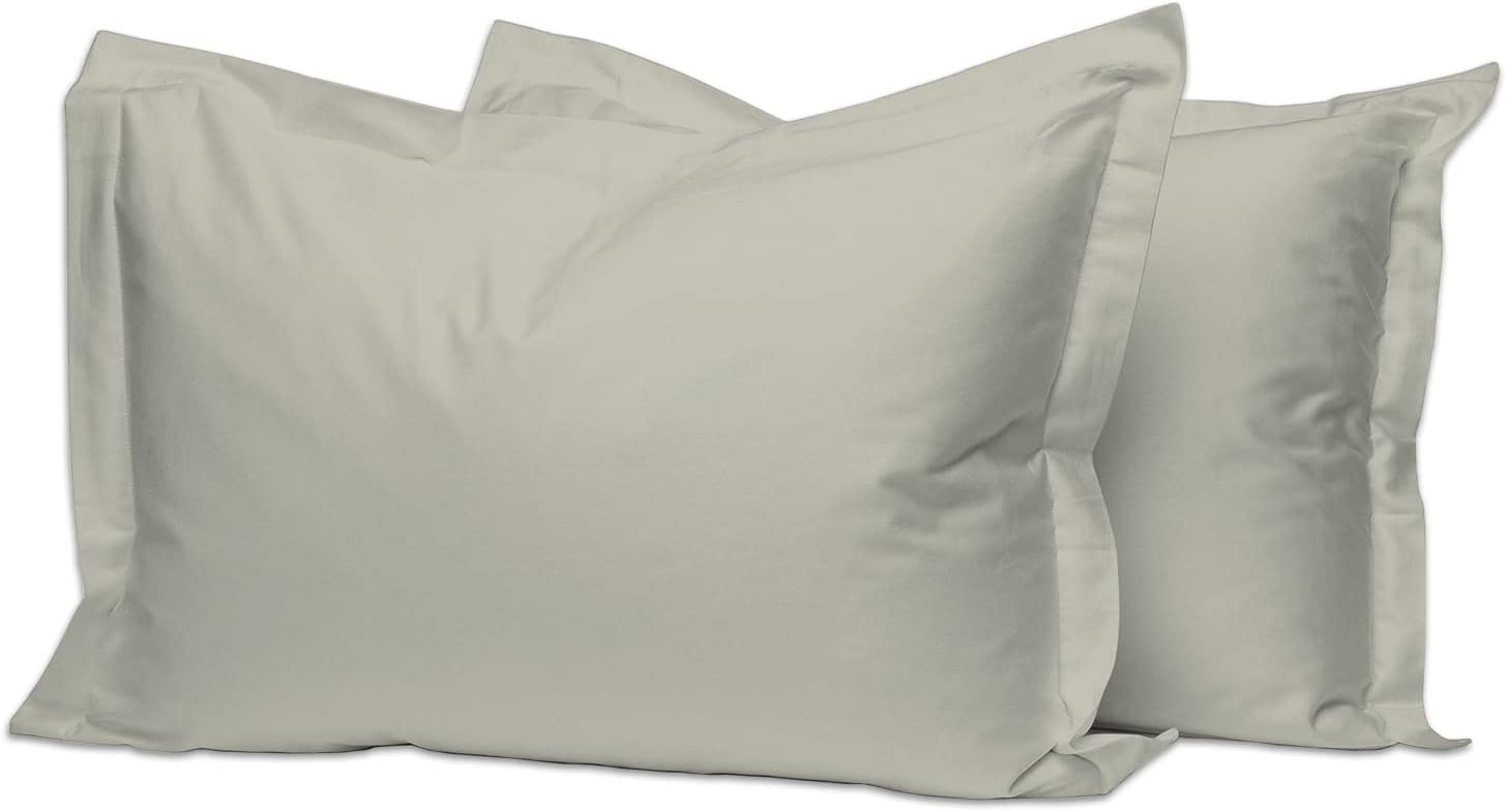 Pizuna Funda de almohada de algodón tamaño King, color plateado, 400 hilos, 100% algodón peinado de fibra larga, tejido de satén, fundas de almohada