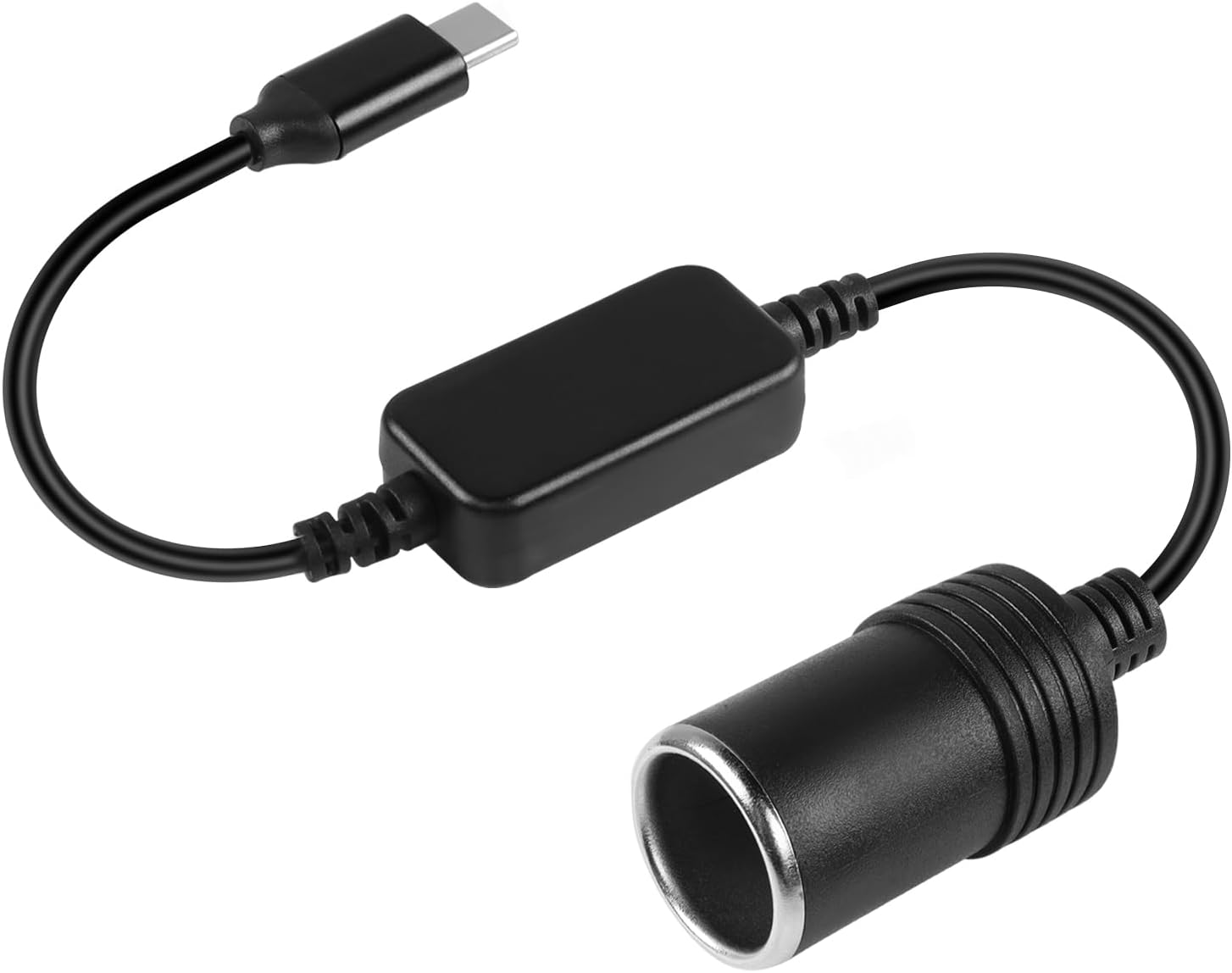 Cable de alimentación USB C a encendedor de cigarrillos, cable de alimentación USB C macho a 12 V, cable convertidor hembra para grabadora de