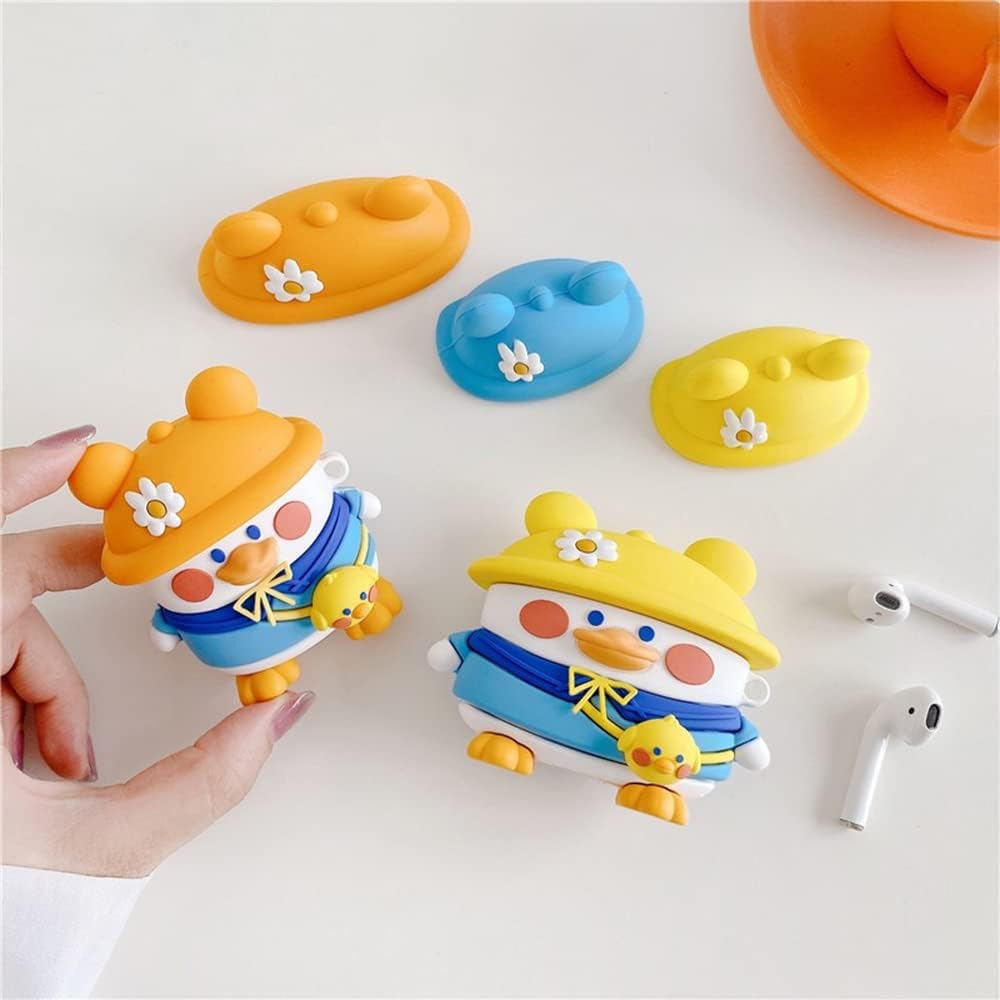 LALAPOPO Funda para AirPods, diseño divertido y encantador de dibujos animados en forma de pato, fundas de moda para niños, niñas, niños y