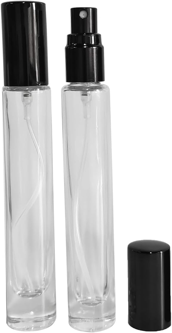 Mini spray de perfume de 0.3 fl oz, botella de vidrio atomizador, botellas de perfume recargables, botella de spray portátil de aceite esencial de