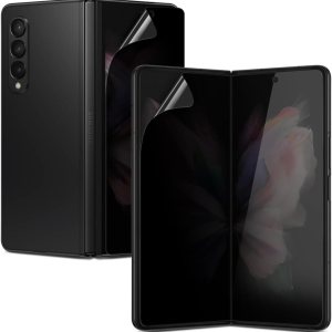 Paquete de 2+2 Protector de pantalla anti-espía para Samsung Galaxy Z Fold 3, 2 piezas en el interior + 2 piezas frontal flexible EPU película Paquete de 2+2 Protector de pantalla anti-espía para Samsung Galaxy Z Fold 3, 2 piezas en el interior + 2 piezas frontal flexible EPU película