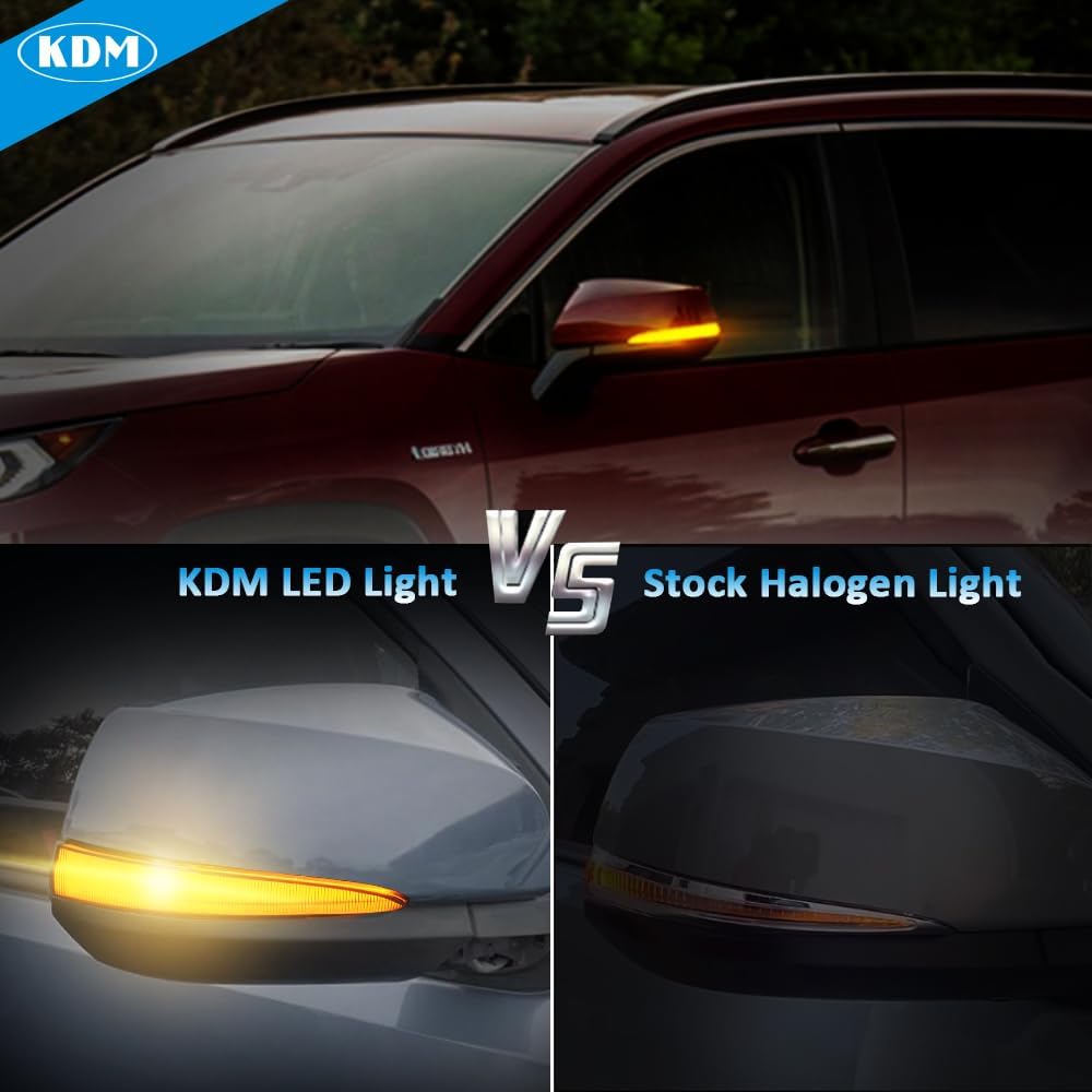 KDM Luz reflectora LED secuencial para espejo lateral para Toyota Tacoma Rav4 2016-2023, Highlander 2020-2024, Alphard Vellfire – Lámpara indicadora