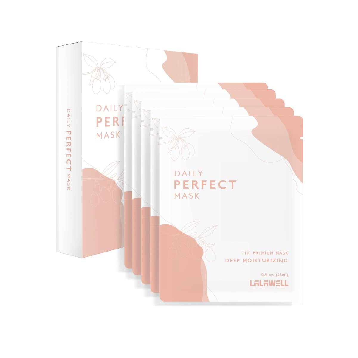 LALAWELL Mascarilla facial coreana  Máscara perfecta para el día a día, máscara de hoja de alta calidad, profundamente hidratante, iluminadora y