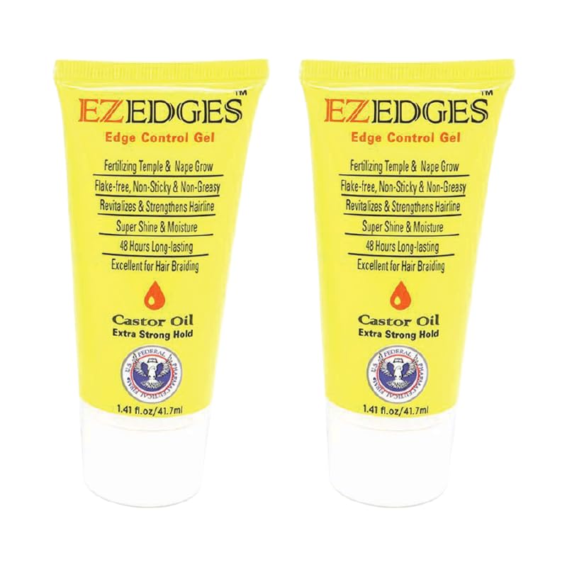 EZEDGES EDGE CONTROL GEL Extra Strong Hold (aceite de castor), 1.41 onzas (paquete de 2)