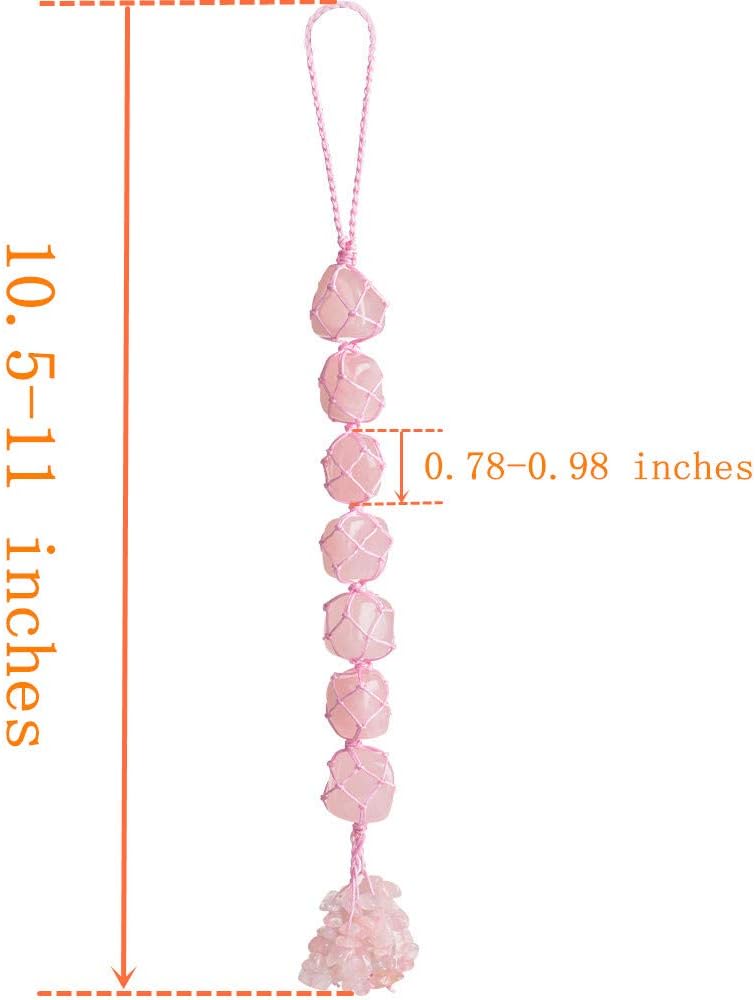 Adornos colgantes de cuarzo rosa de cristal natural hechos a mano para decoración del hogar, adorno de Feng Shui, adorno de yoga, meditación,
