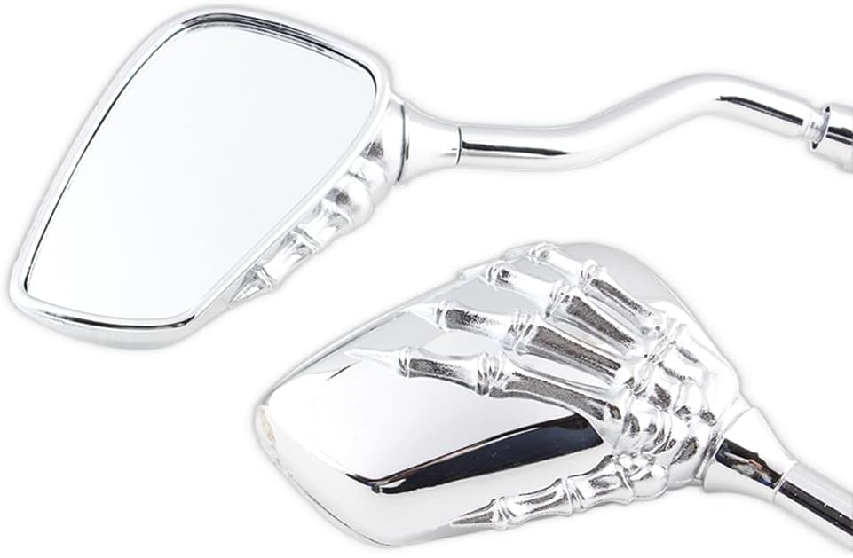 DREAMIZER 8MM 10MM motocicleta retrovisión lateral espejos cráneo esqueleto mano garra cromo espejo manillar