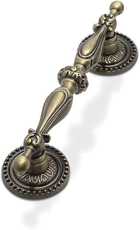 GOLDENTIMEHARDWARE Paquete de 6 tiradores de gabinete de 2.5 pulgadas, tiradores de cajón de bronce antiguo, estilo europeo vintage, manija de