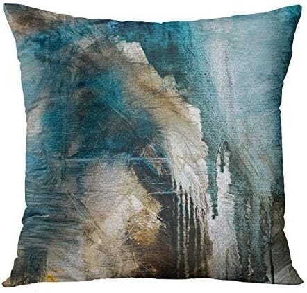 Emvency Juego de 4 fundas de almohada modernas abstractas desordenadas, verde azulado, turquesa, negro y marrón, pintura retro, fundas de almohada