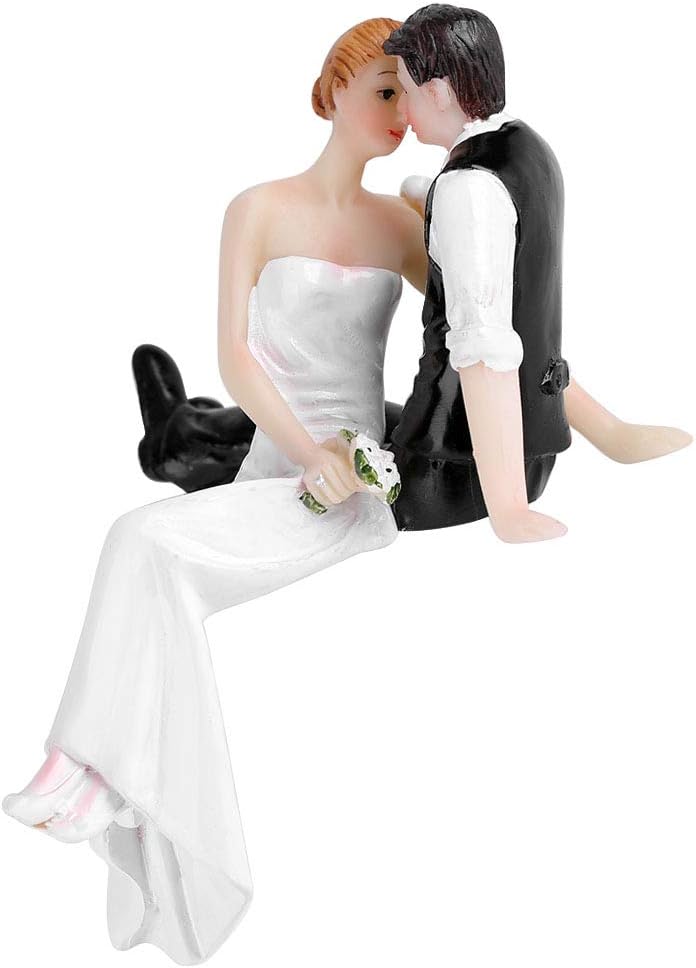 BORDSTRACT Divertidos adornos para tartas de boda, romántica figura de resina con forma de novia y novio, para decoración de fiesta de banquete de