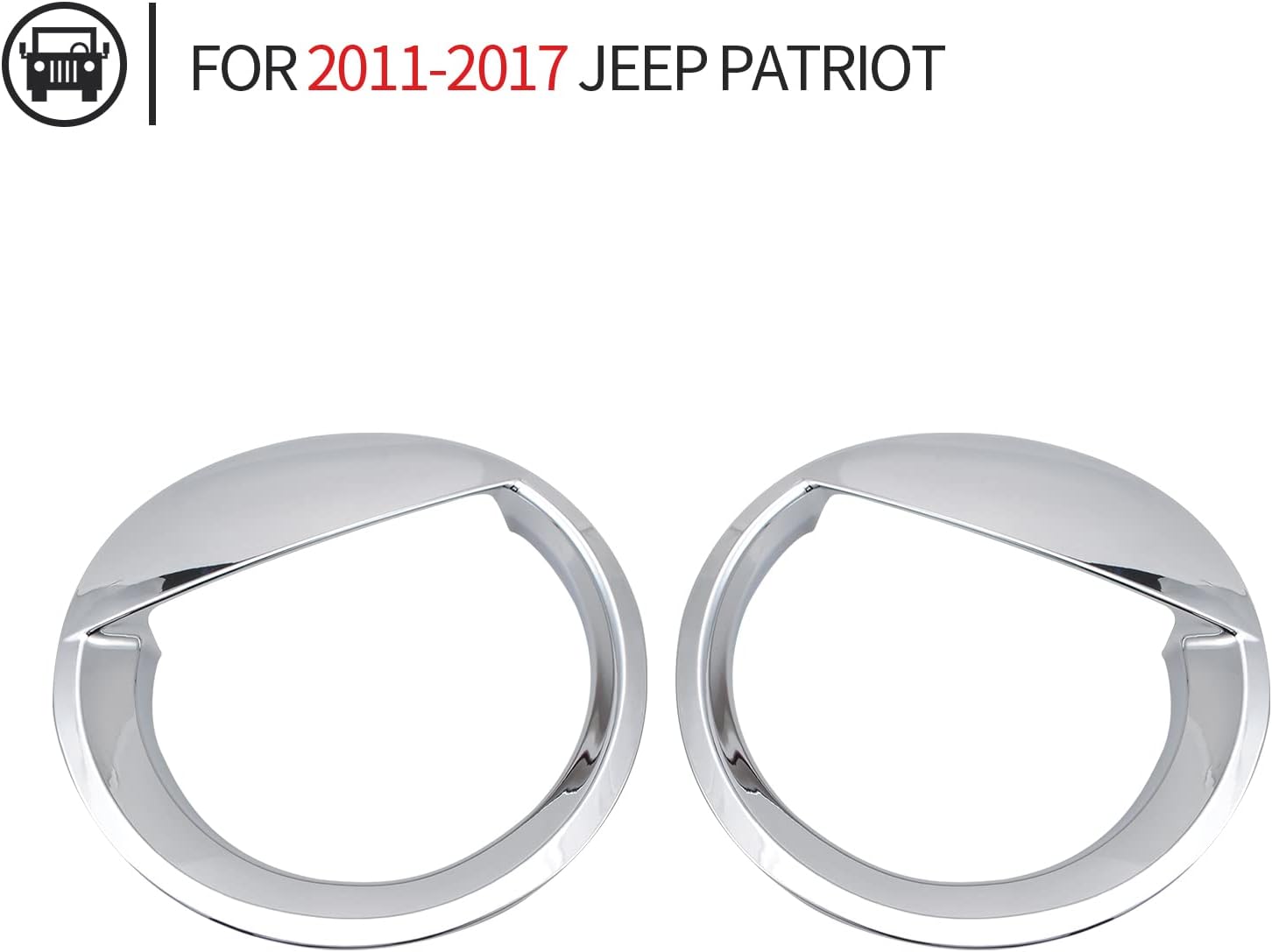 Cubierta cromada para faros delanteros, biseles estilo pájaro enojado, 2 piezas para Jeep Patriot 2011-2017