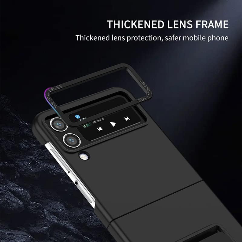 Asuwish Funda de teléfono para Samsung Galaxy Z Flip 4 5G 2022 con funda deslizante para cámara con soporte soporte delgado protector móvil duro