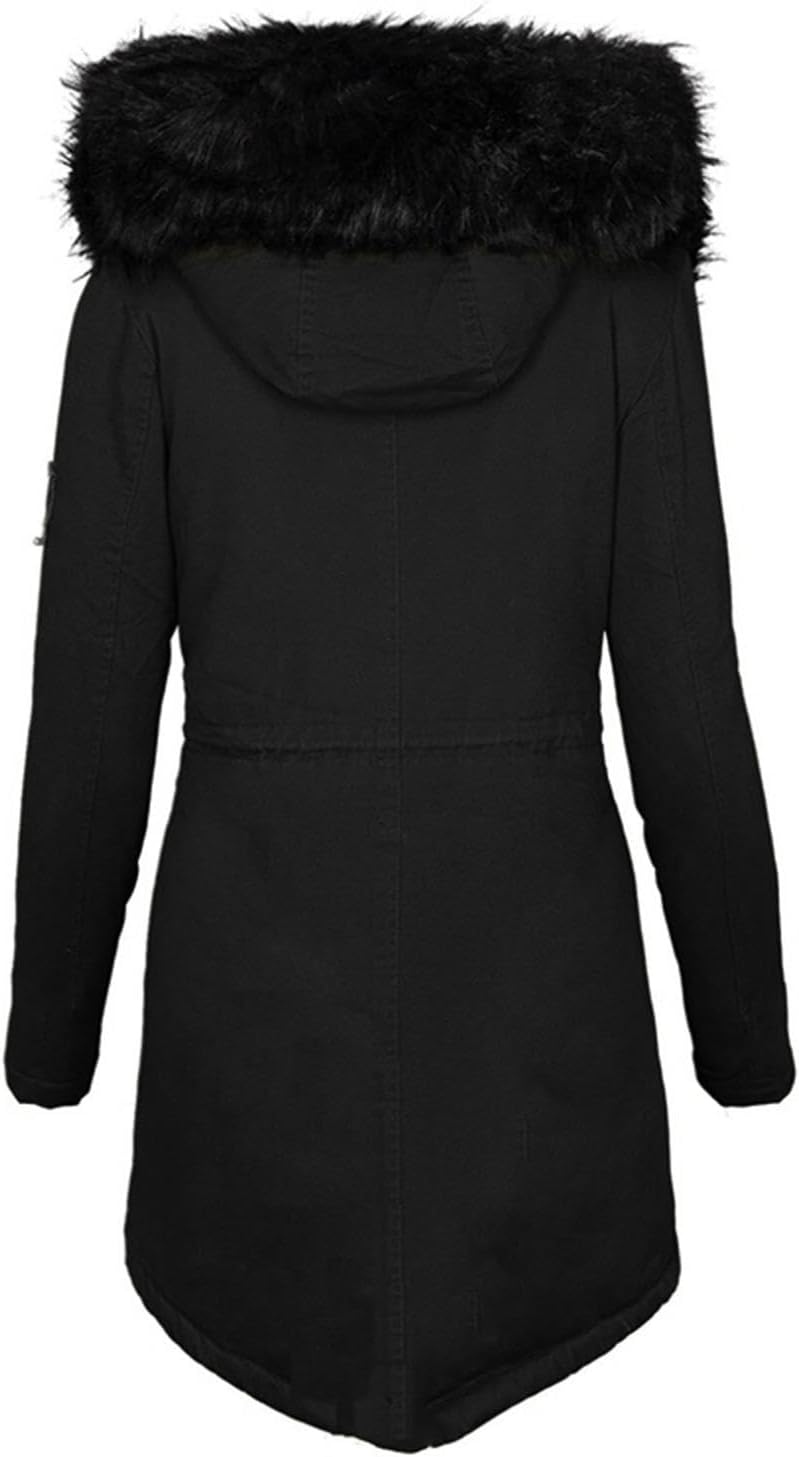 TIMIFIS Womens Puffer Jackets 2024 with Fur Hood Plus Size Thick Coats Chunky Lined Overcoats Zipper Winter Outerwear Top