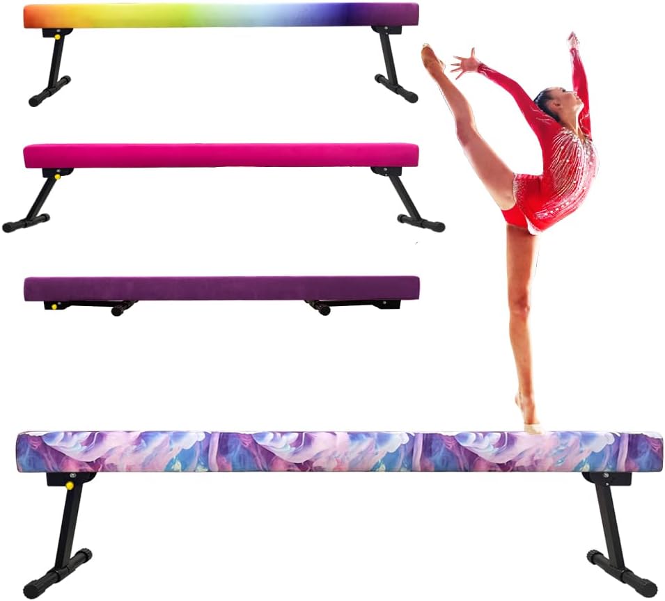 Viga de equilibrio de gimnasia ajustable y plegable de 6 pies, equipo de gimnasio en casa, fácil montaje y almacenamiento, no requiere herramientas,