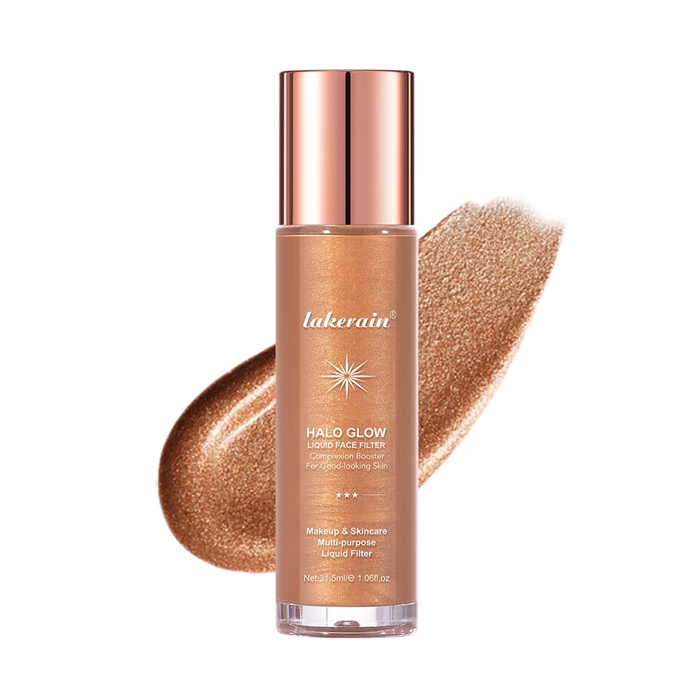 Filtro líquido Halo Glow  Maquillaje resaltador líquido Body Glow Shimmer para la cara  Acabado brillante natural, iluminador facial ligero