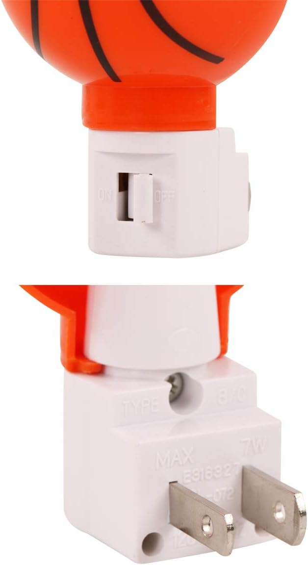 Paquete de 2 luces LED de noche enchufables de color blanco cálido para niños, lámpara con forma de baloncesto para cuidar bien el sueño de los niños