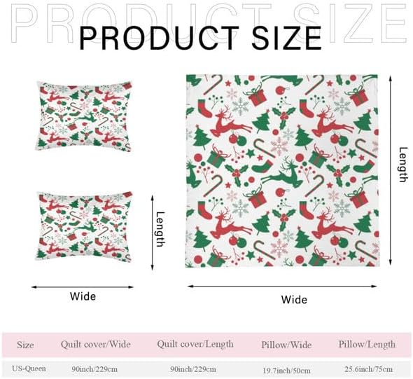 Bidesign Juego de funda de edredón con temática navideña para cama individual (1 funda de edredón + 2 fundas de almohada)