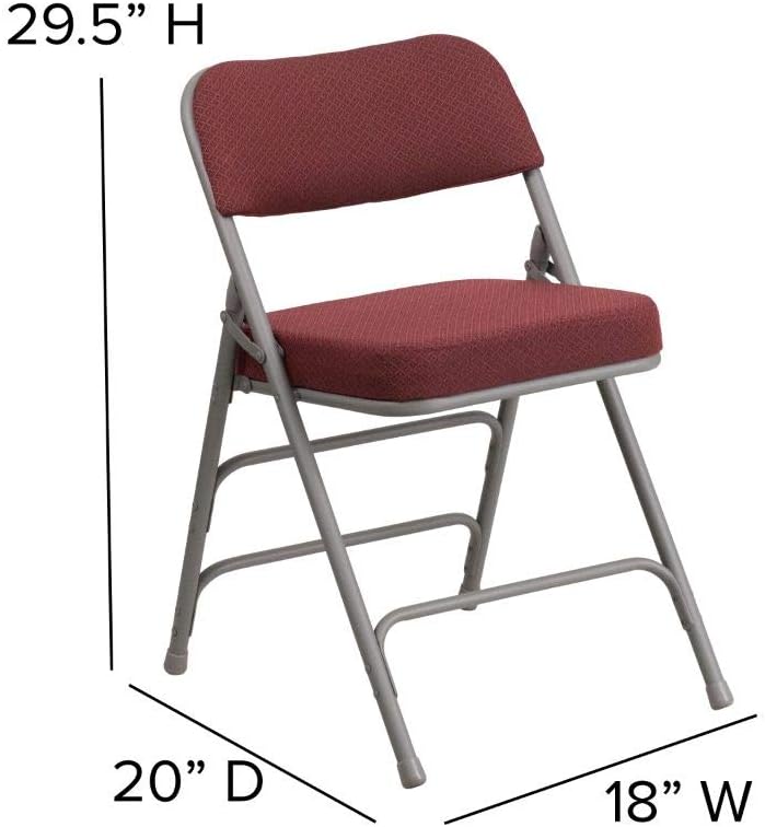 Flash Furniture HERCULES Series – Silla plegable de metal de tela burdeos con doble bisagra, curvada, de alta calidad, de la serie HERCULES
