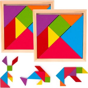ArtCreativity Tangram Puzzles de madera para niños juego de 6 tangramas de madera con 7 piezas de colores cada uno divertido juguete educativo para ArtCreativity Tangram Puzzles de madera para niños juego de 6 tangramas de madera con 7 piezas de colores cada uno divertido juguete educativo para