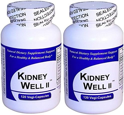 Kidney Well II (120 cápsulas), paquete de 2, espectro completo, mezcla concentrada de extracto de hierbas, suplemento dietético totalmente natural