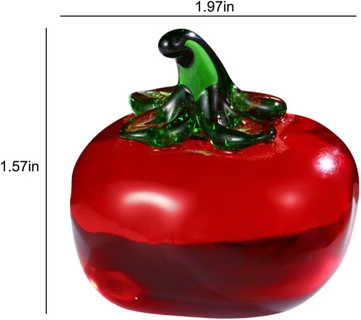 Adorno decorativo de estatua de tomate de cristal, figura de cristal de fruta artificial, pisapapeles de mesa, adorno de cristal para oficina en