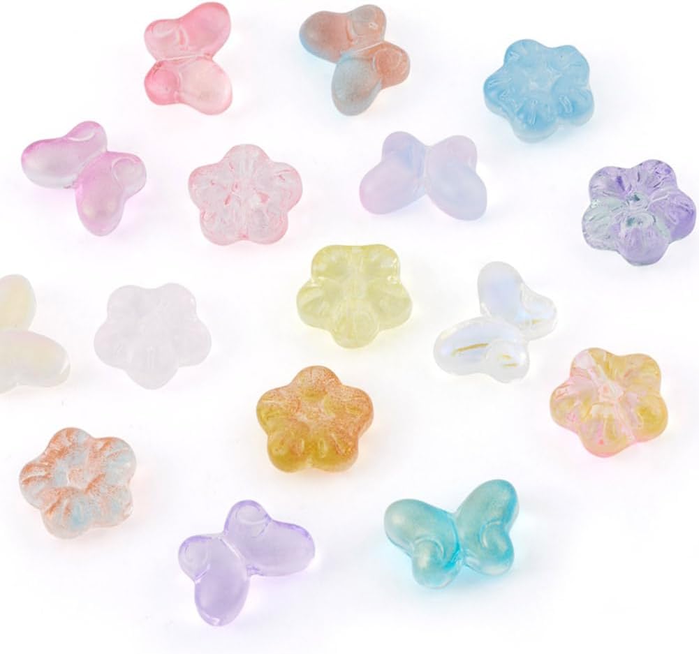80 cuentas de cristal de flor de mariposa, 16 estilos para pulseras, collares, aretes, llavero artesanal, fabricación de joyas