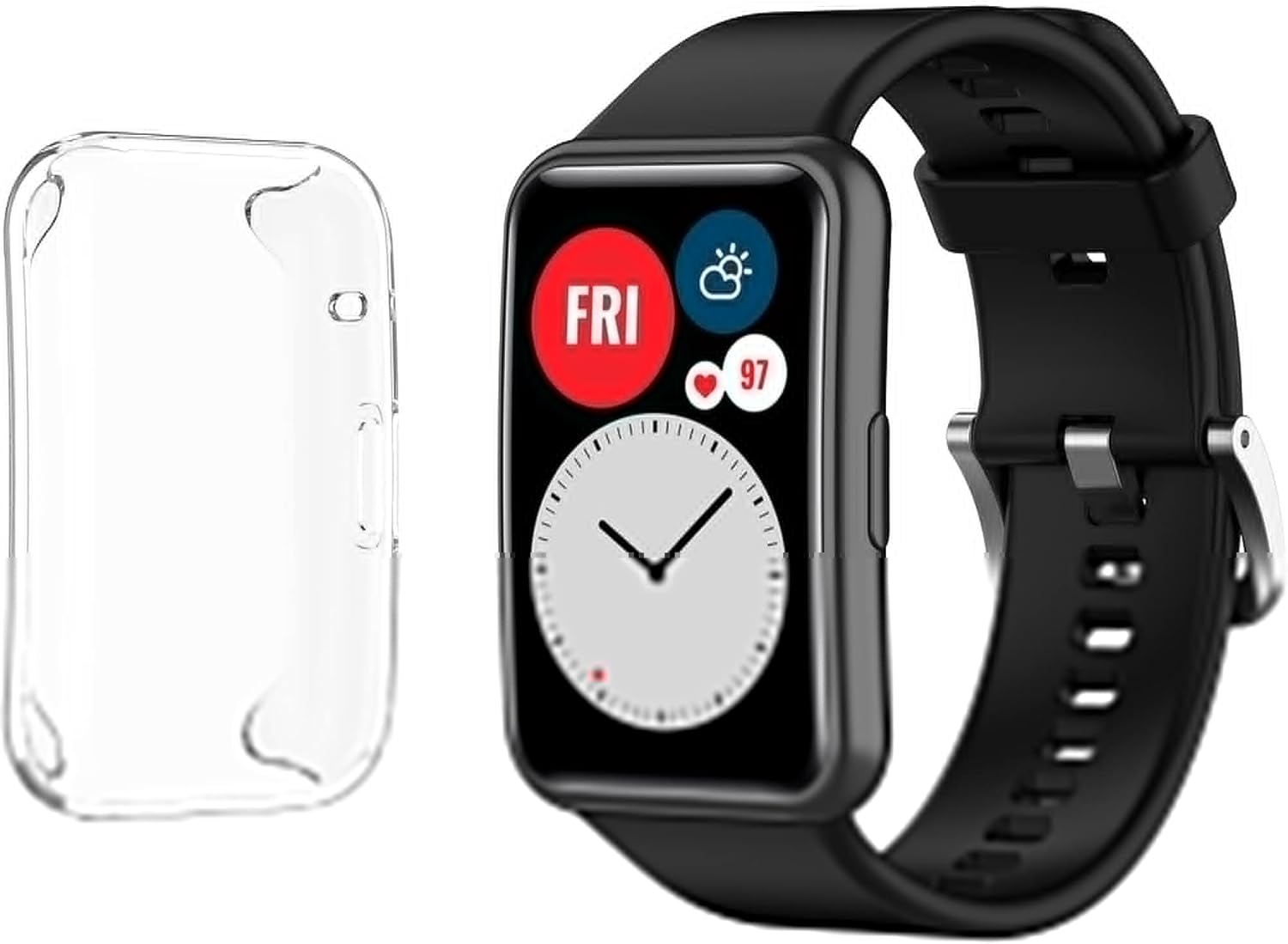 Correa de repuesto con funda compatible con Huawei Watch Fit Smartwatch pulsera con todo incluido pantalla protectora para hombres y mujeres para