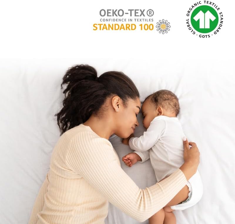 Sleep & Beyond Funda de colchón 100% algodón orgánico para todas las estaciones, protector de colchón suave, transpirable e impermeable, viene con