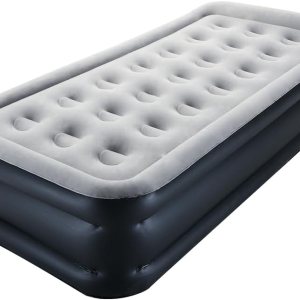 JEAOUIA Colchón de aire tamaño individual con bomba incorporada para colchones inflables portátiles con parte superior flocada 18, cama de aire JEAOUIA Colchón de aire tamaño individual con bomba incorporada para colchones inflables portátiles con parte superior flocada 18, cama de aire