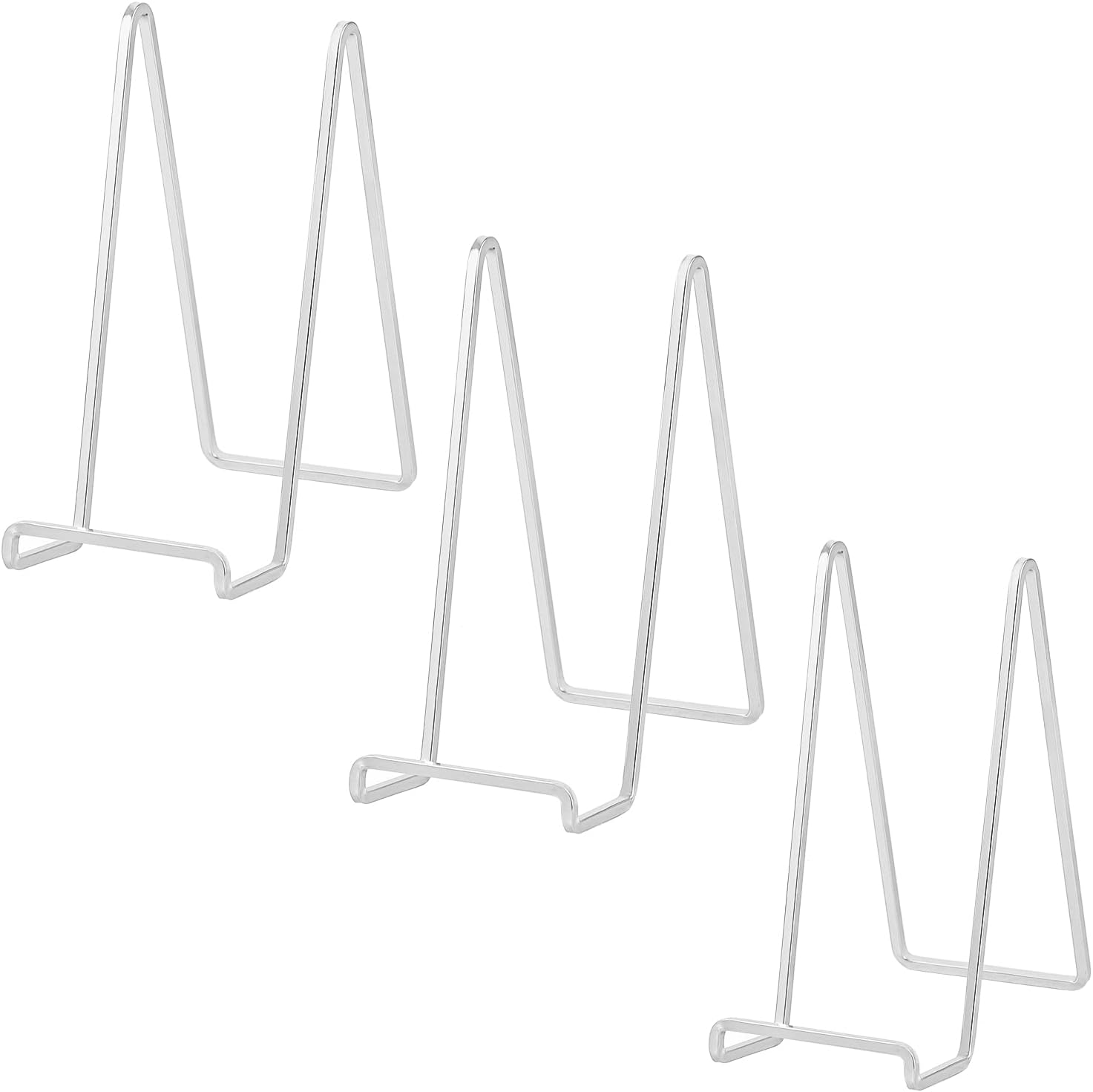 Soporte para platos  Soporte de placa de metal de 8 pulgadas para exhibir  Soporte de fotos de mesa  Caballetes de hierro plateados para exhibir