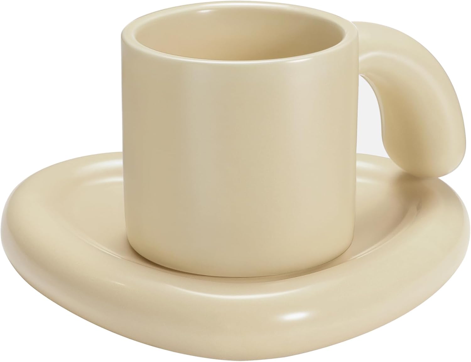 Taza de café de cerámica con platillo, bonita taza de nube y platillo en forma de corazón, tazas de café de 10 onzas, tazas de capuchino, taza de