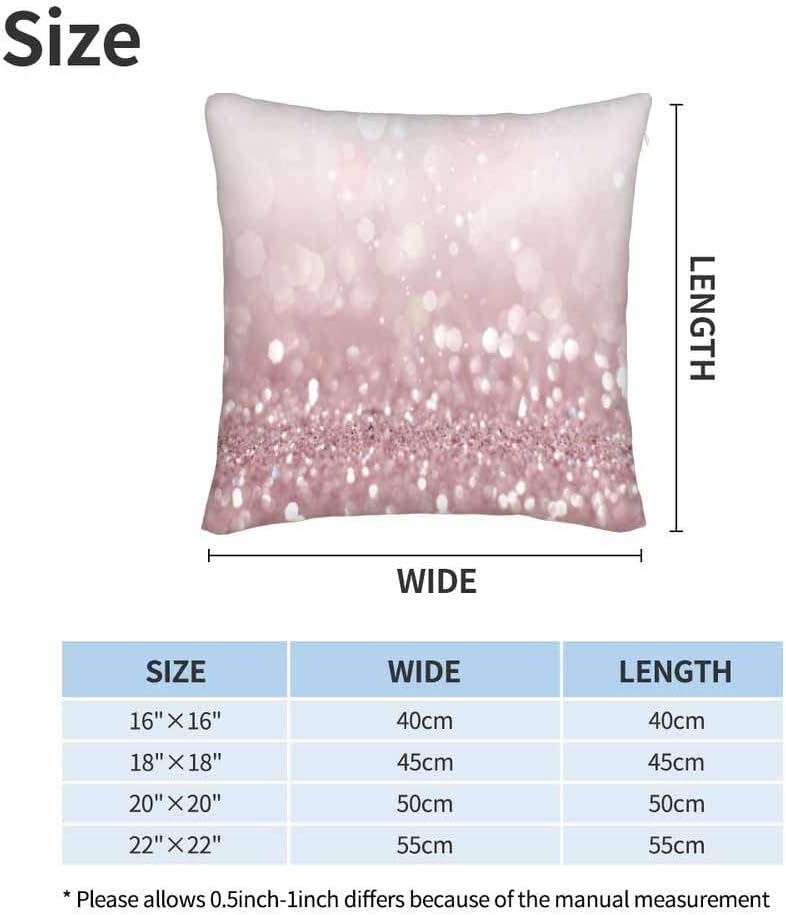WONDERTIFY Bokeh – Juego de 2 fundas de almohada con purpurina brillante efecto difuminado color oro rosa para cojín decorativo, cama, sofá, 20 x 20