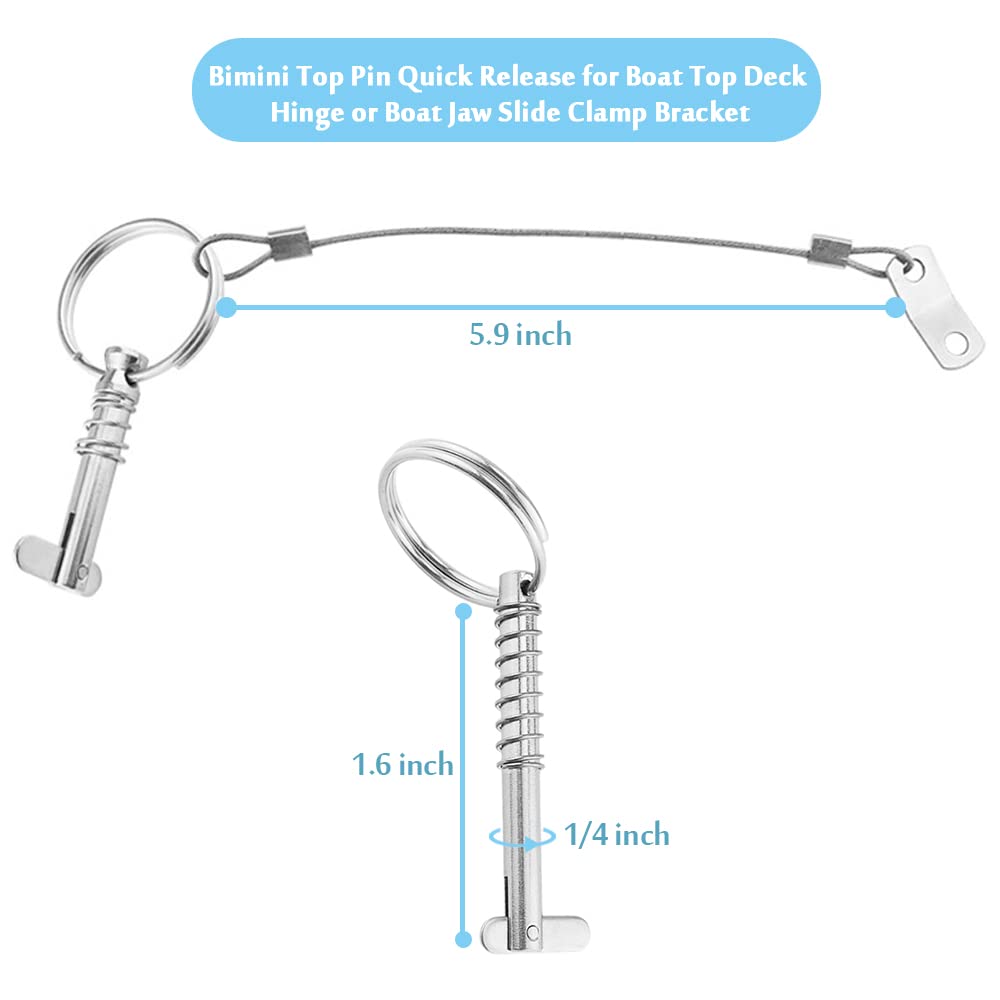 Bimini – Pasador de liberación rápida superior de 14 pulgadas de diámetro con leva de caída y resorte, accesorios de hardware para toldo de barco,