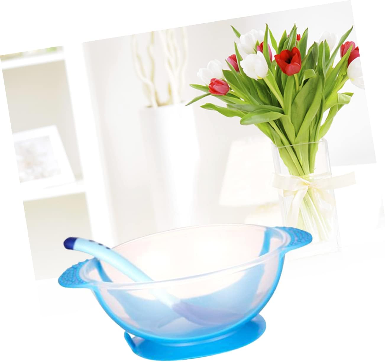 Kisangel Ventosa Vajilla Detección Temperatura Silicona Cambio De Color De Alimentación Taza Al Azar Cuchara De Succión Cubiertos Resistente Tazón