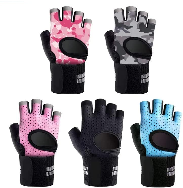 Guantes de entrenamiento ventilados con muñequeras y protección completa de la palma para levantamiento de pesas, fitness, colgar, pesas y uso en el