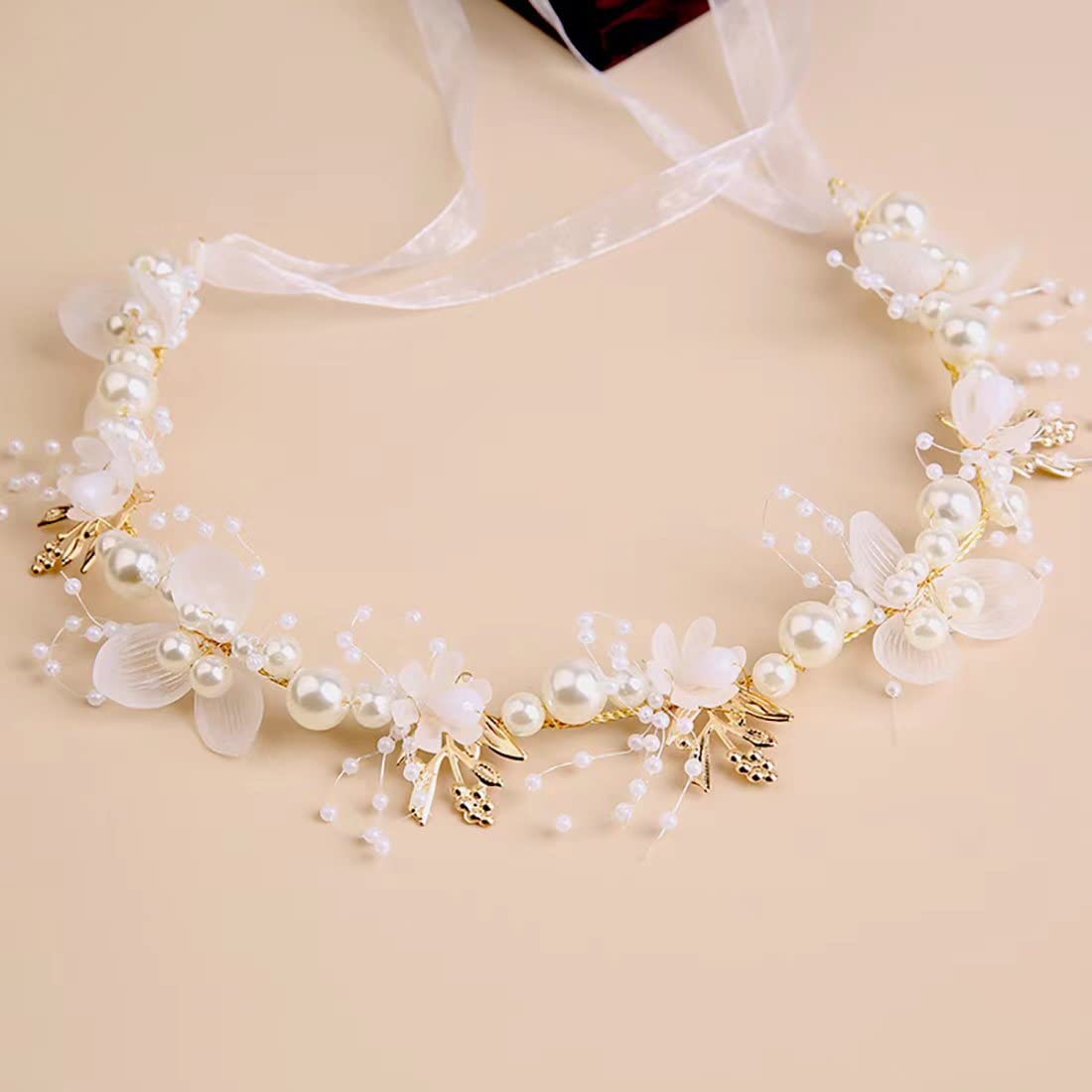 Diadema de boda de cristal de princesa para niña de flores, corona de flores, accesorios para el cabello para fiesta de cumpleaños (blanco)